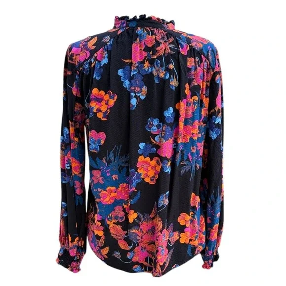 ANTHROPOLOGIE Maeve Colette Peasant Blouse Floral Ruffle Boho Black Small M $108 - Picture 7 of 10